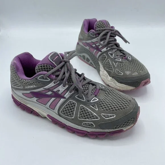 Brooks Shoes Brooks Ariel Running Shoes Grey Purple Lace Up